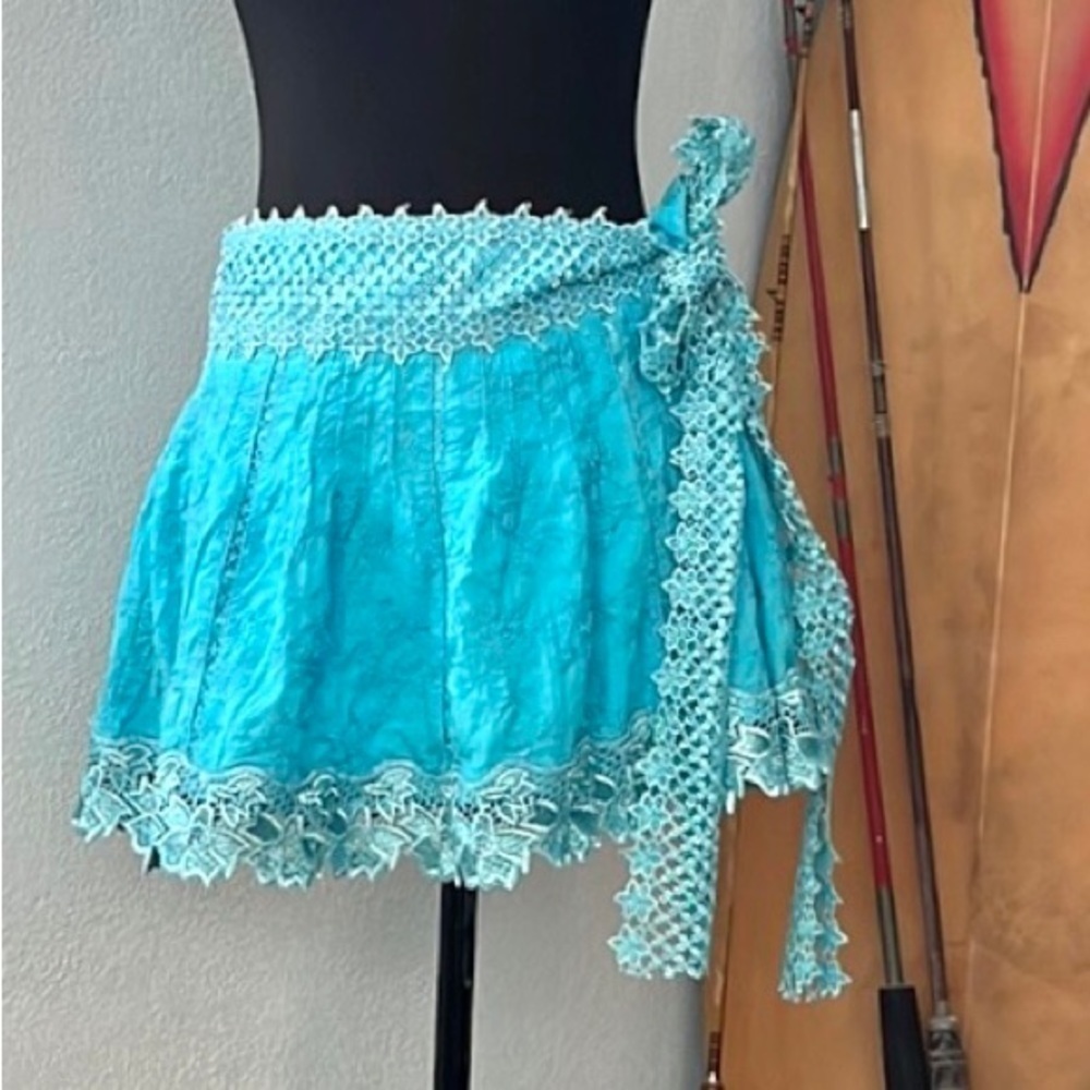 💙TWO G,Vibrant Blue, Embroidered Tatted Skirt, Incredible Double Stitching, M